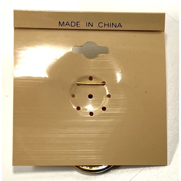 Jordache Brooch Pin Vintage Gold Tone Jaguar on Silver Tone Ring NOS on Pin Card - Picture 8 of 8